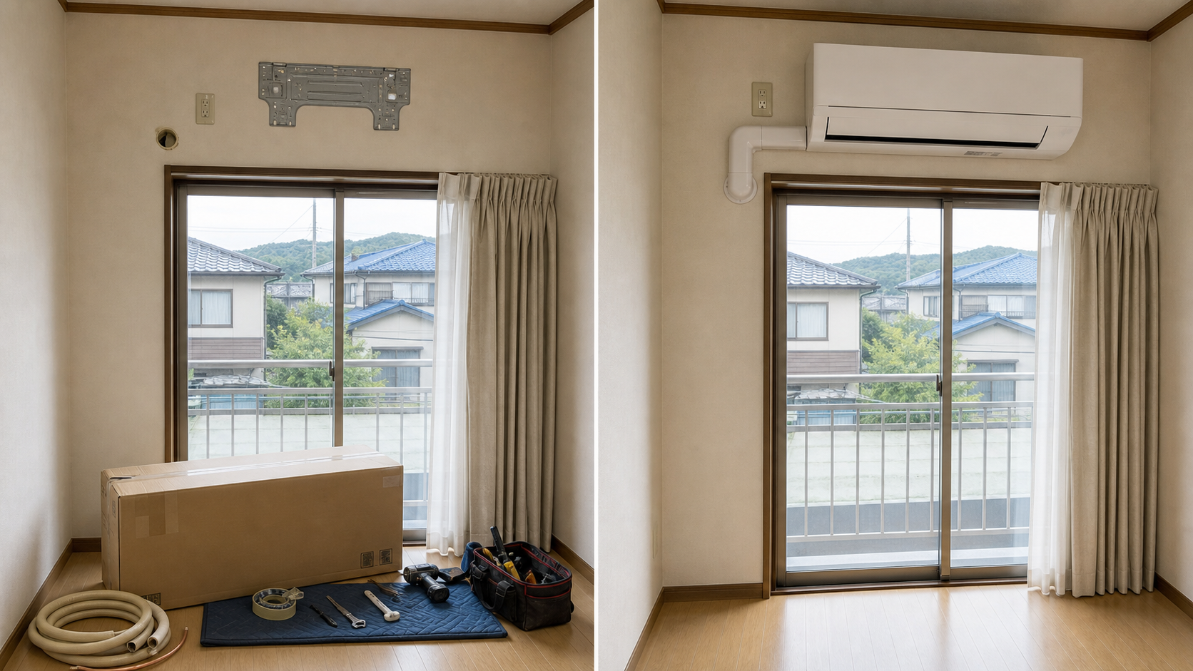 エアコン取り付け前後イメージ
