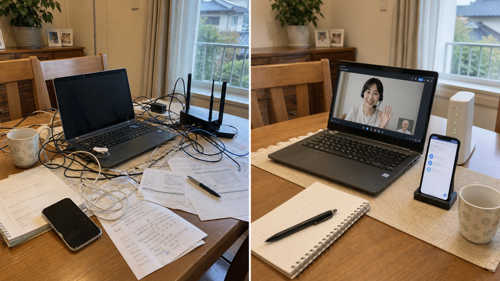 スマホとPC操作サポート相談前後イメージ