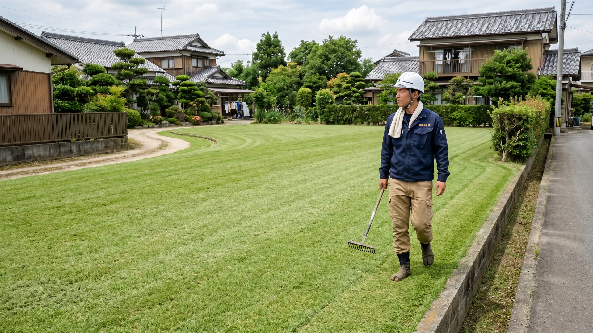 川口市で草刈り・草むしりを行う現場の様子